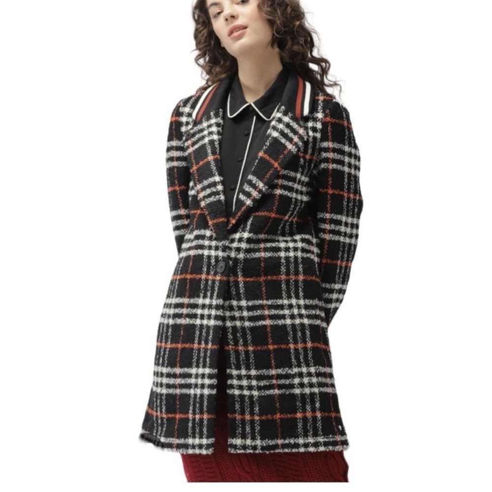 SCOTCH & Soda Plaid Wool Blend Lady Car
Coat Black Small S